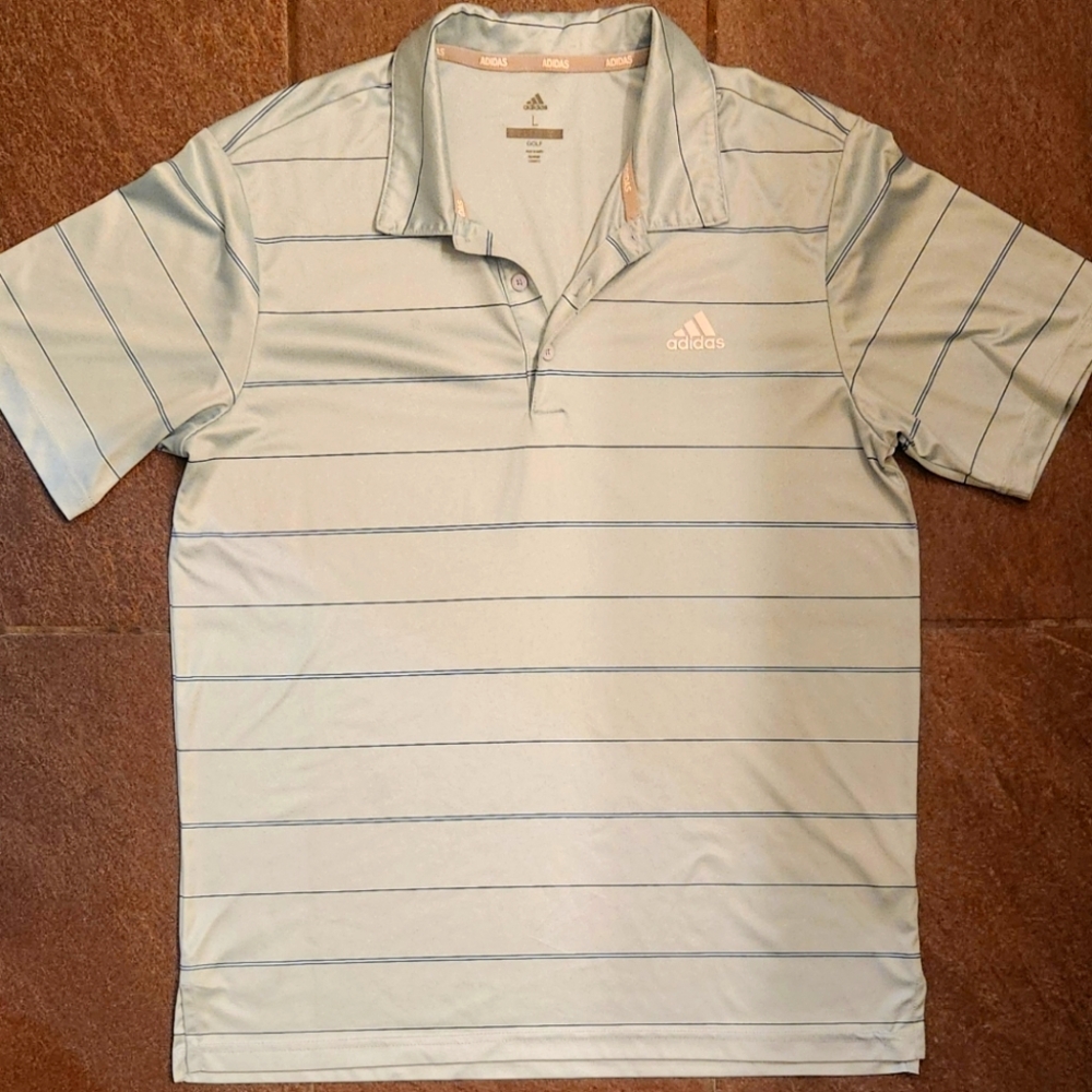 Adidas Men's Large Golf Collared Shirt Light Blue